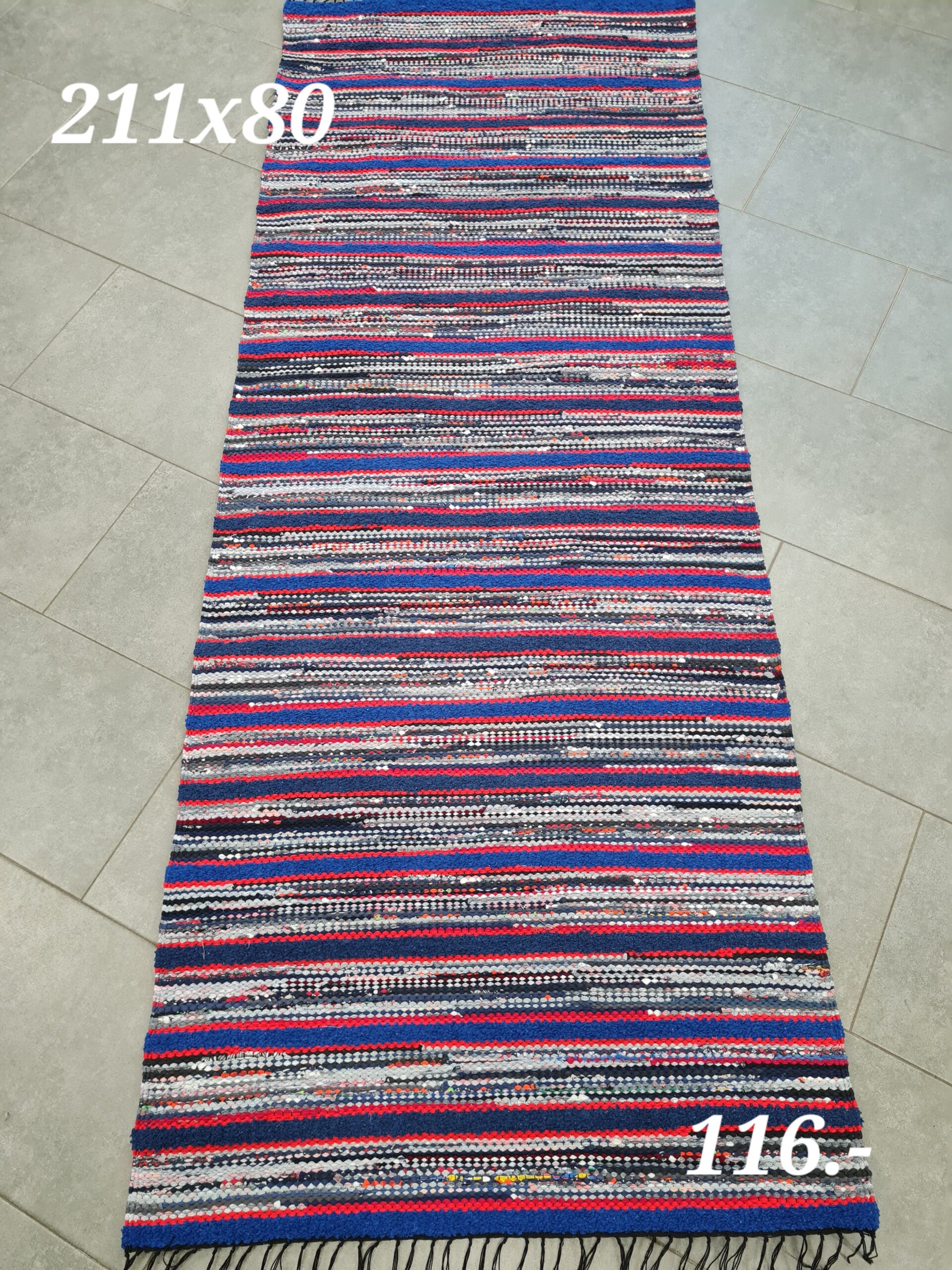 Kaltsuvaip (tumesinine-hall-kirju-punane, 211 x 80 cm)