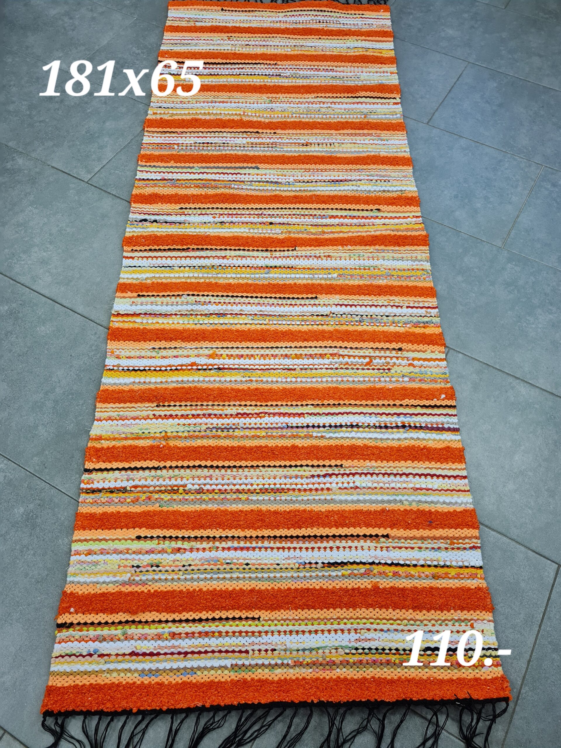 Kaltsuvaip (oranž triip-valge-kollane, 181 x 65 cm)