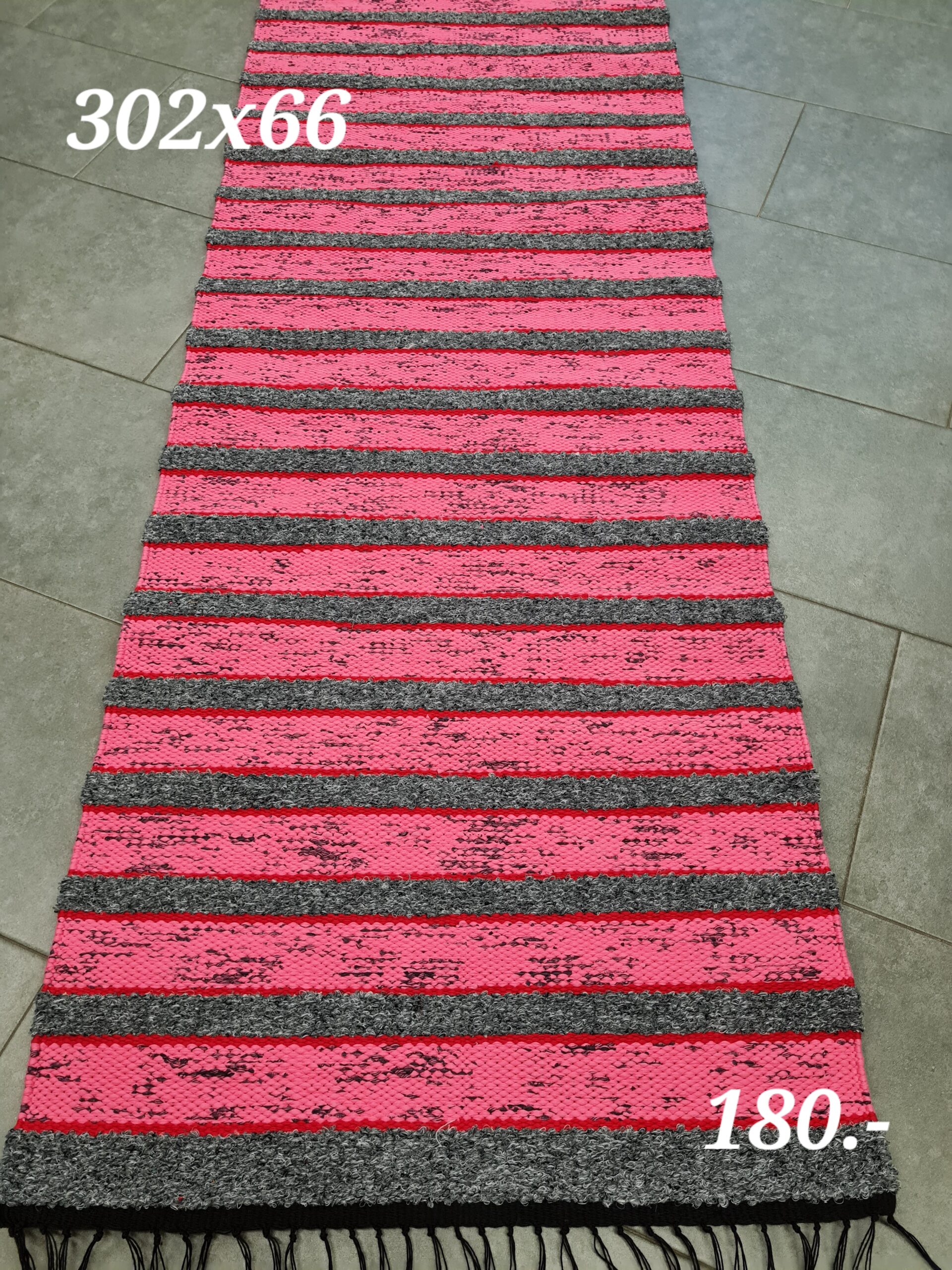 Kaltsuvaip (roosa-hall triip, 302 x 66 cm)