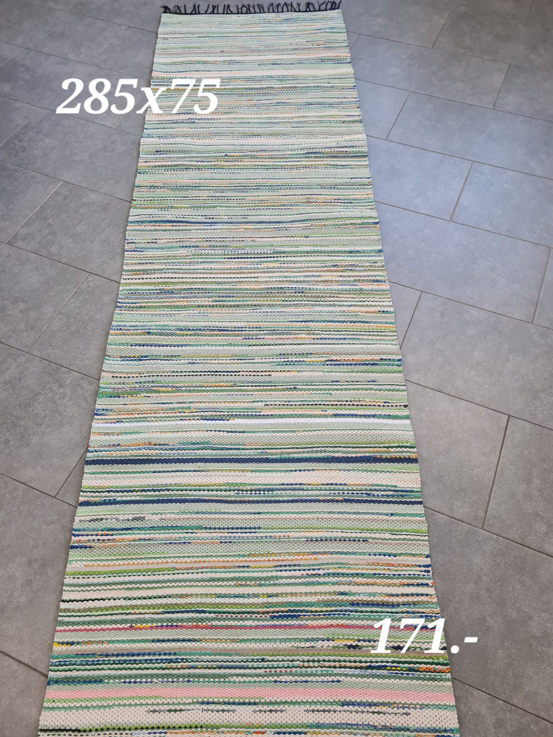 Kaltsuvaip (heleroheline-kreem-sinine, 285 x 75 cm)