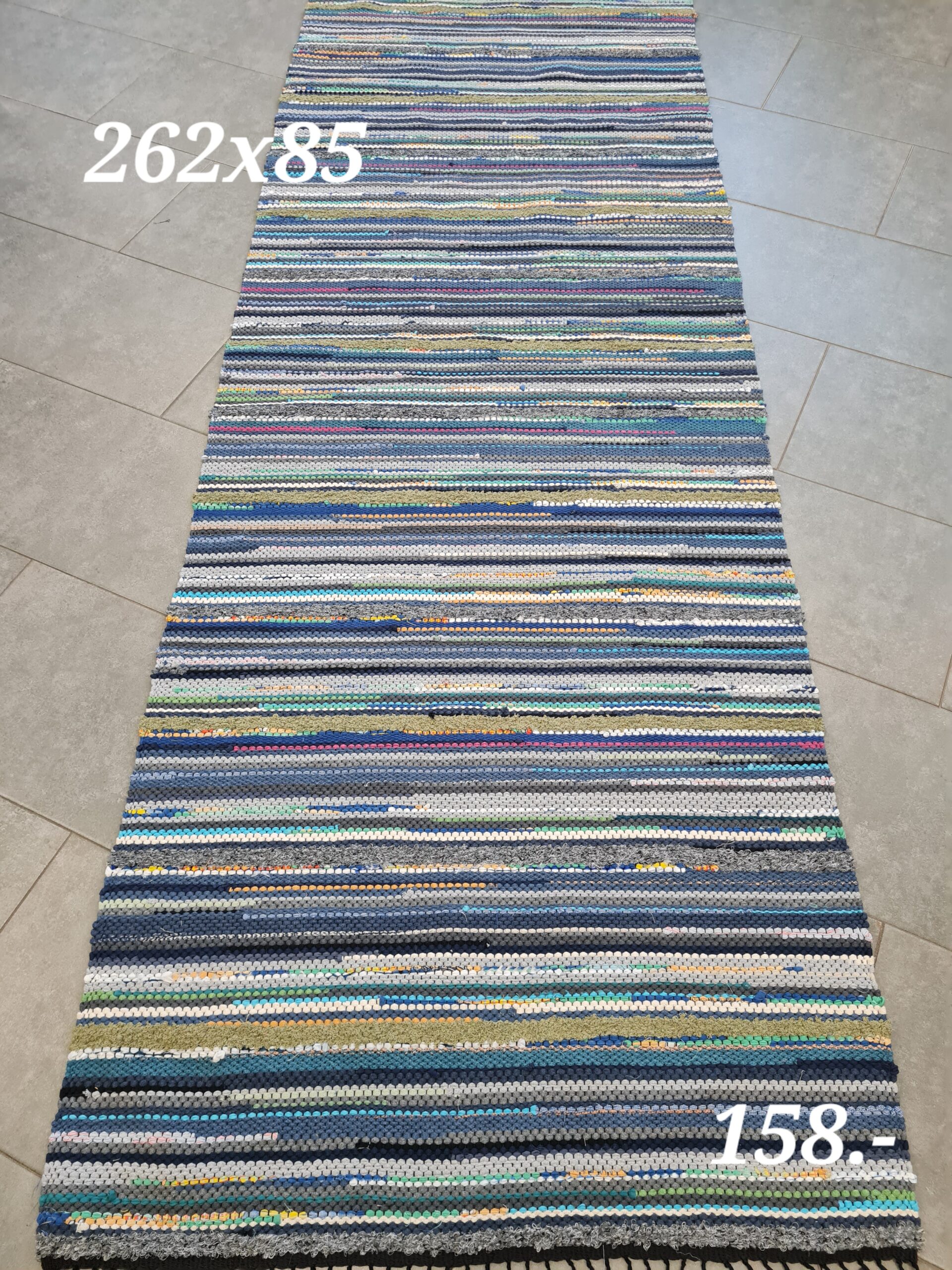 Kaltsuvaip (sinine-roheline-hall-must-kirju, 262 x 85 cm)