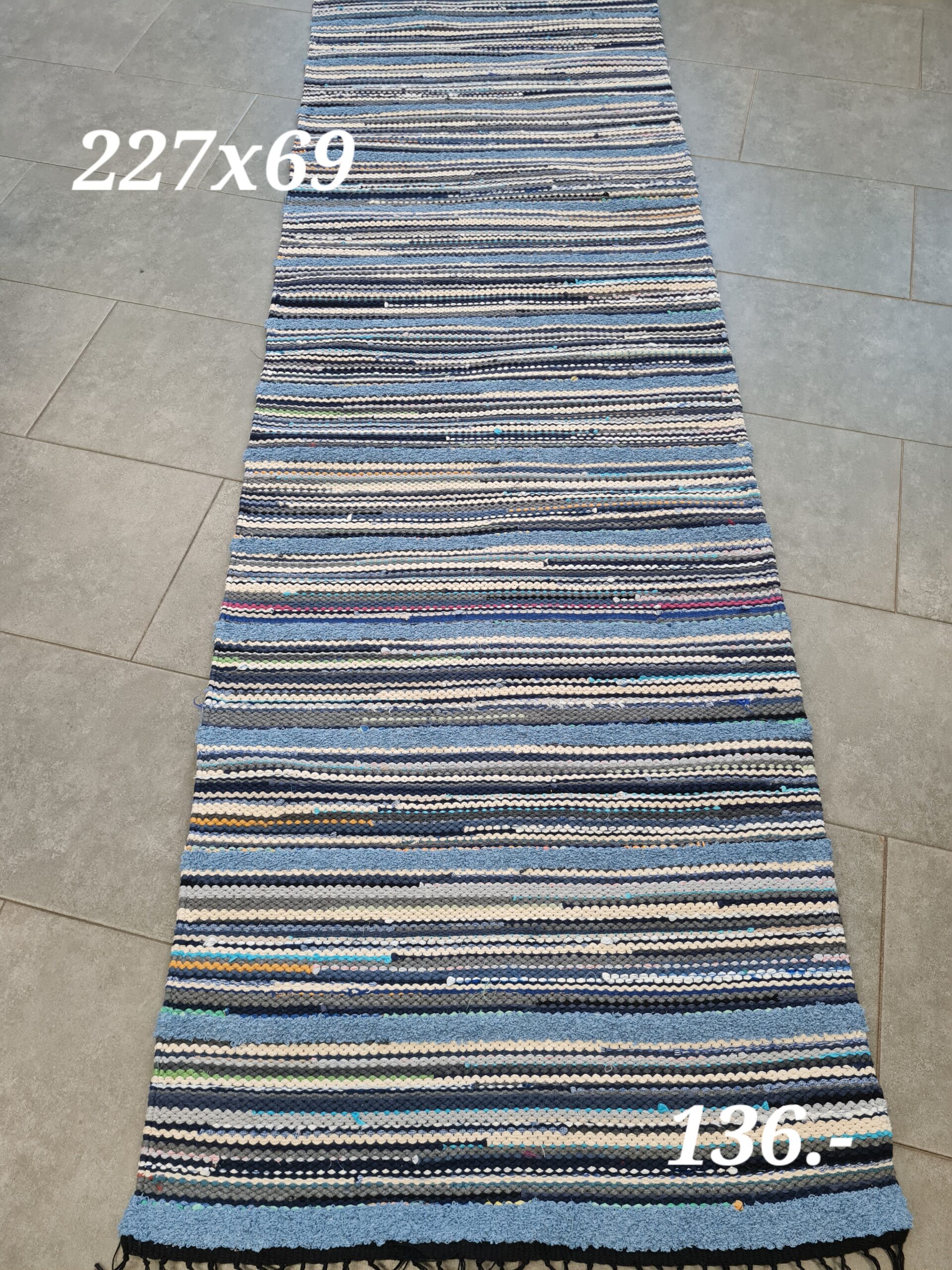 Kaltsuvaip (sinine-hall-tumesinine, 227 x 69 cm)