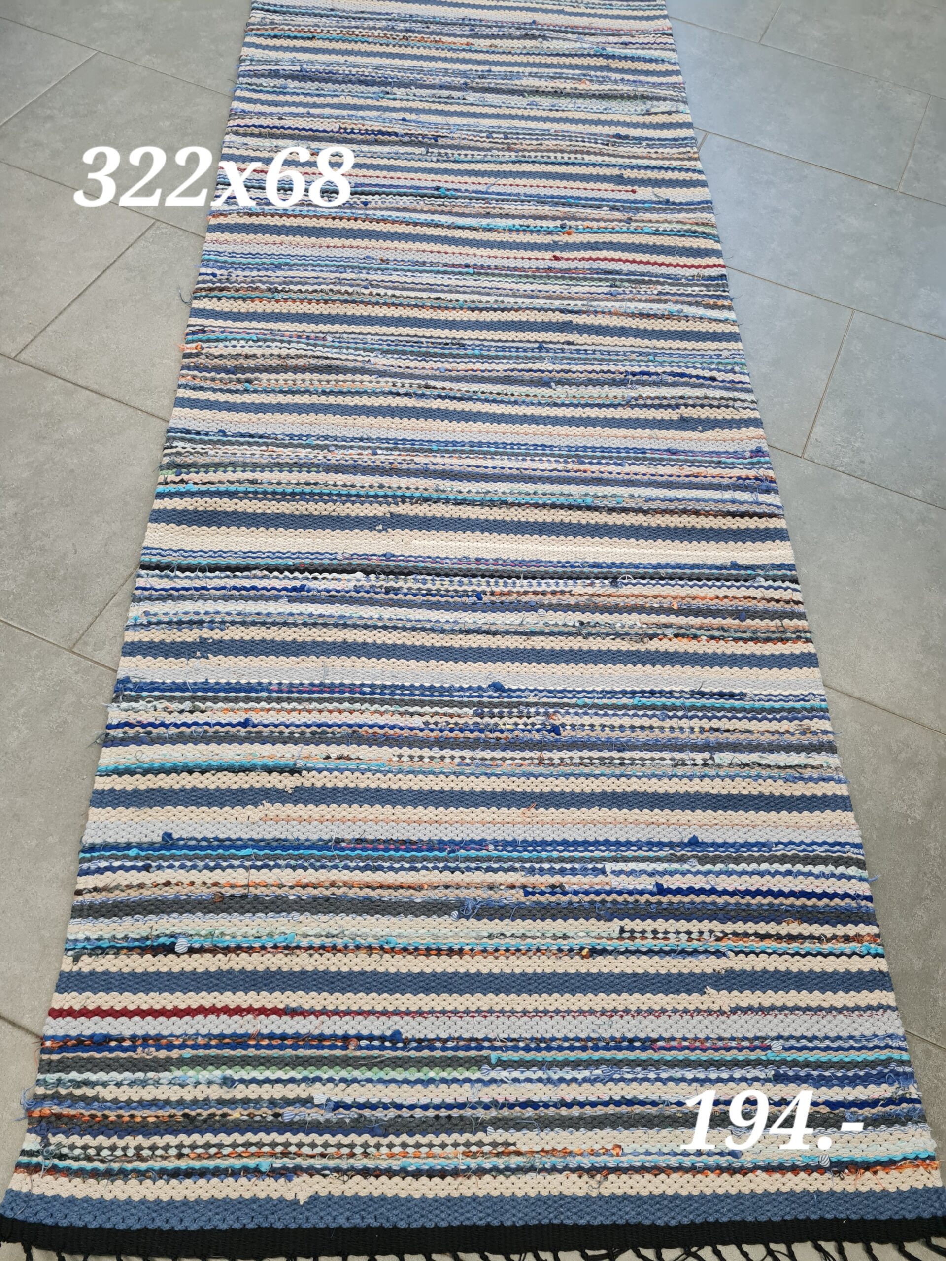 Kaltsuvaip (sinine-hall-beež, 322 x 68 cm)